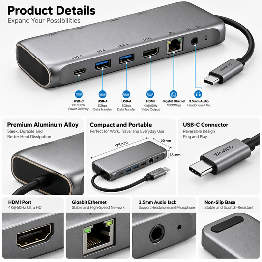 Silkviora™ PortHaven USB-C Docking Station