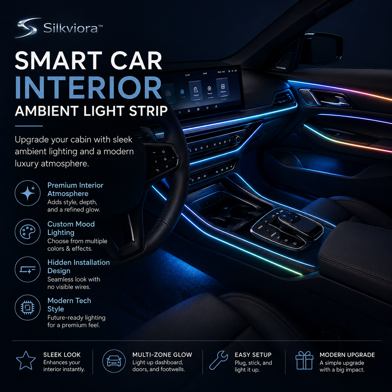 Silkviora™ Smart Car Interior Ambient Light Strip