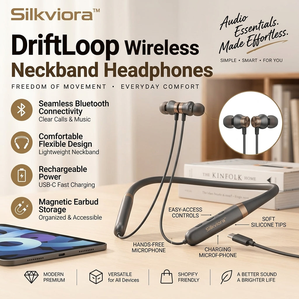 Silkviora™ DriftLoop Wireless Neckband Headphones