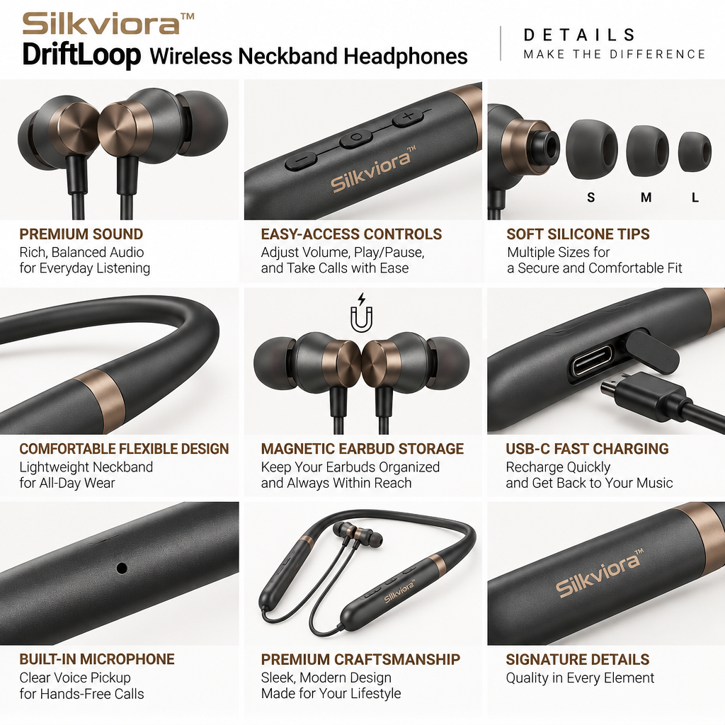 Silkviora™ DriftLoop Wireless Neckband Headphones