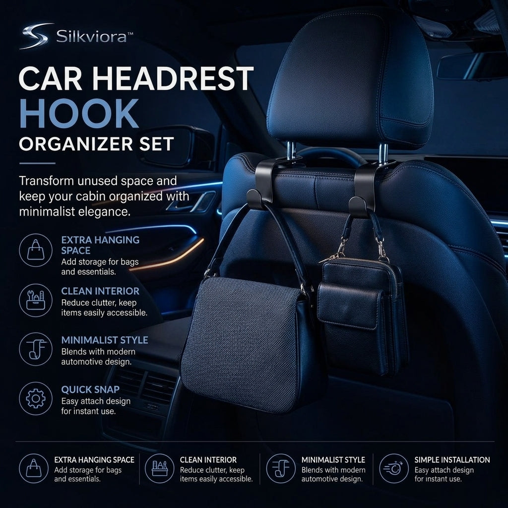 Silkviora™ Car Headrest Hook Organizer Set