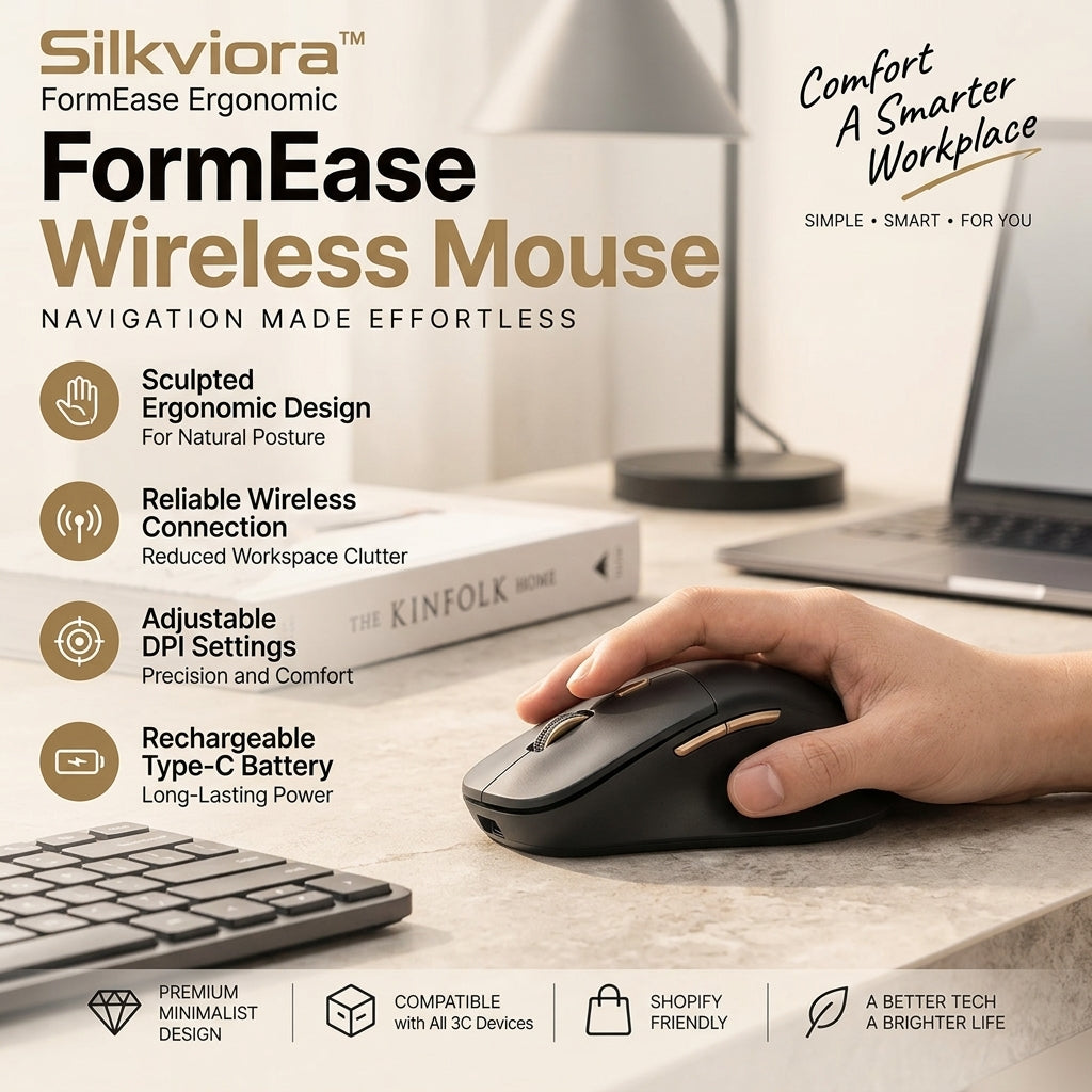 Silkviora™ FormEase Ergonomic Wireless Mouse
