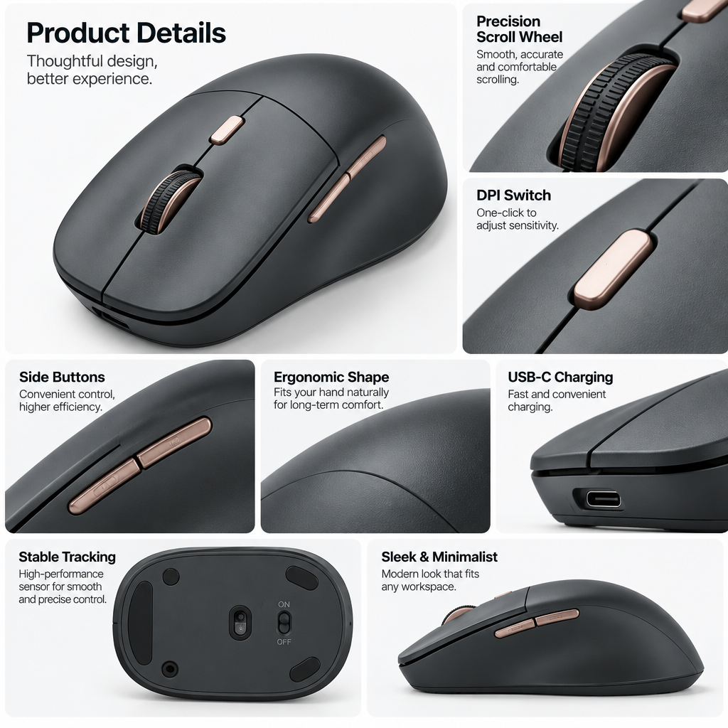 Silkviora™ FormEase Ergonomic Wireless Mouse